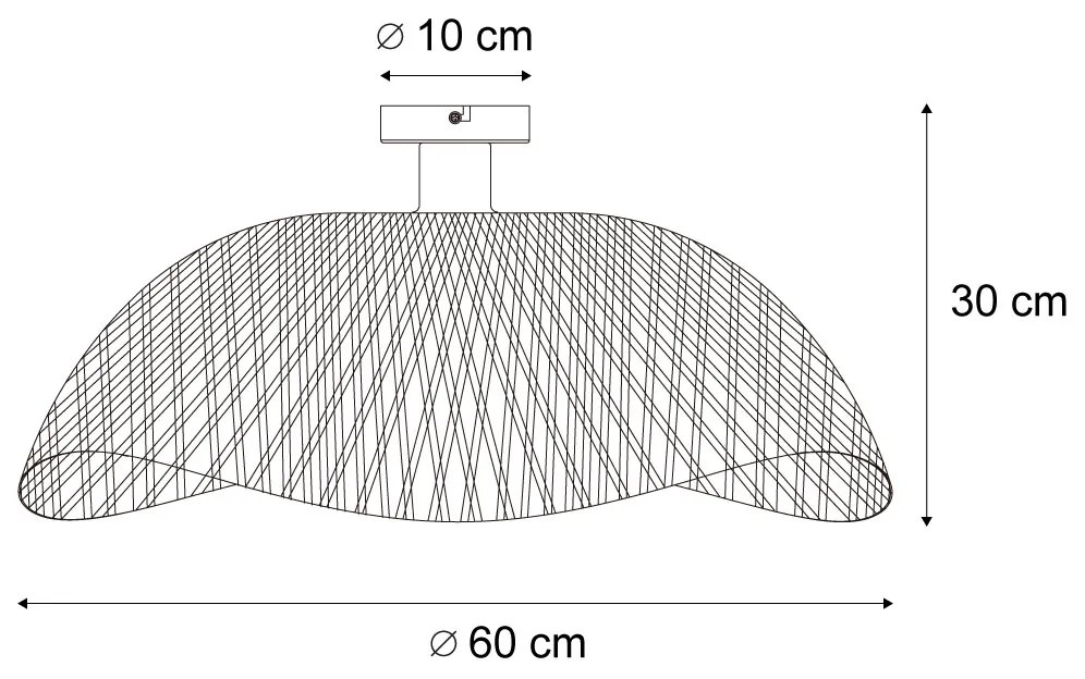 Lampa sufitowa w stylu art deco, czarna bambusowa, 60 cm - Alka