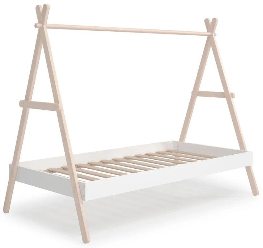 Białe łóżko dziecięce w kształcie domku z drewna sosnowego 90x200 cm Trufa – Marckeric