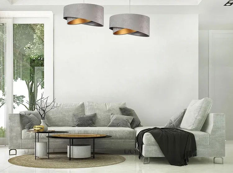 Szara welurowa lampa wisząca glamour L7-L16