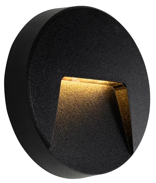 Zewnetrzna Lampa ścienna zewnętrzna czarna okrągła z LED IP65 - Gem Nowoczesny Oswietlenie zewnetrzne