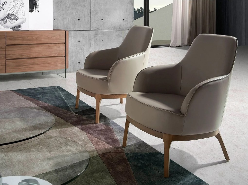 Fotel z ekoskóry w kolorze szaro-taupe 5043 ANGEL CERDA