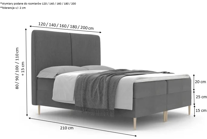 Łóżko kontynentalne MADI - 200x200