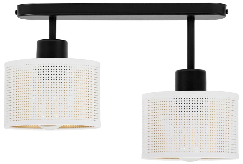 Lampa sufitowa czarna dwupunktowa z białymi abażurami B-3306SC-WE E27
