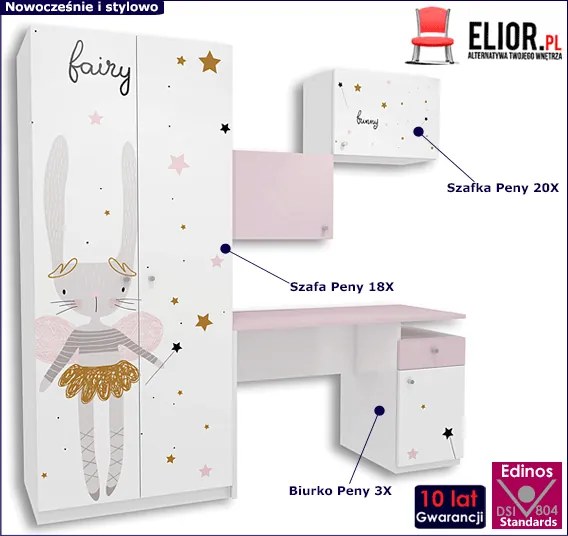 Biało-lawendowy komplet mebli dla dzieci N4-P72