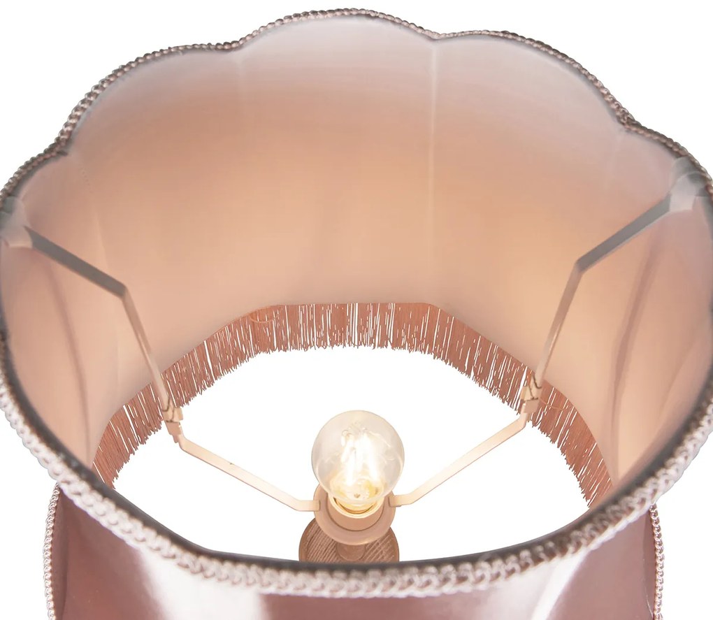 Lampa podłogowa w stylu Retro szara z różowym abażurem Granny - Classico Retro Oswietlenie wewnetrzne