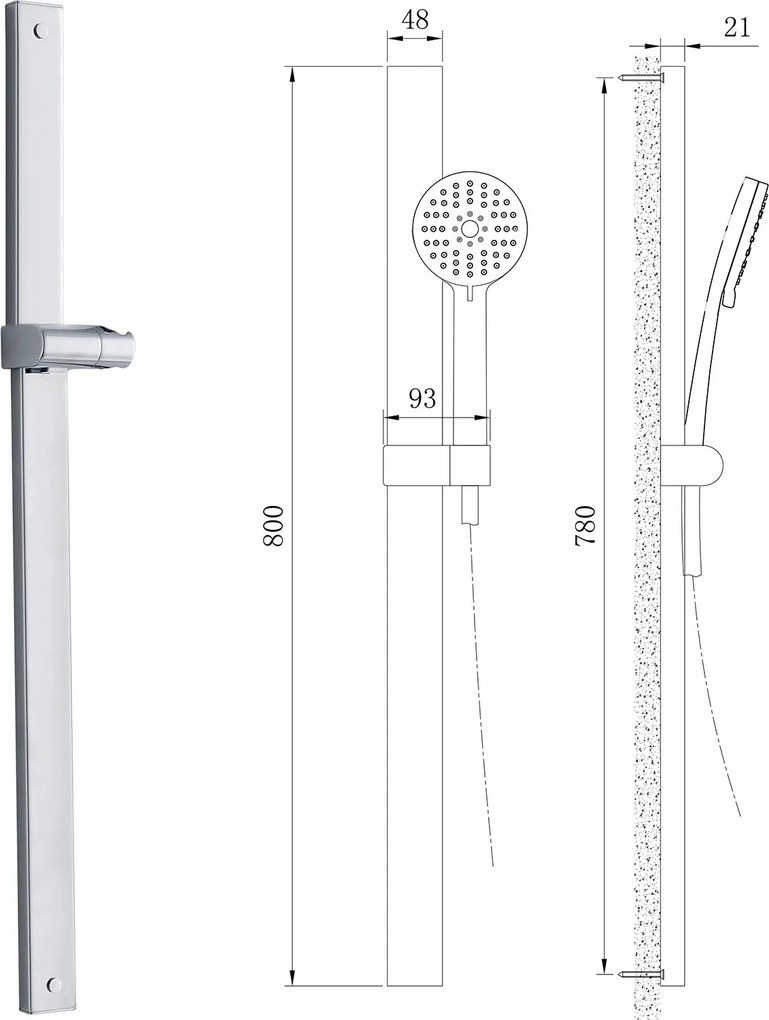 Bateria natryskowa ścienna 4021