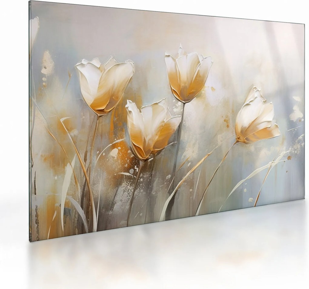 Obraz na szkle - Malowanie tulipanów (70x50 cm)