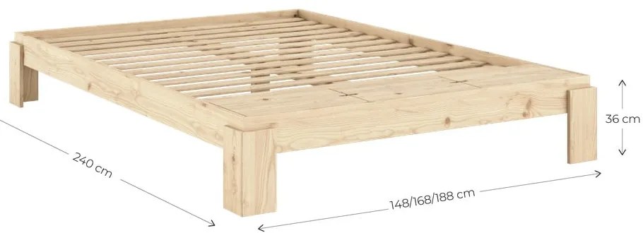 Łóżko dwuosobowe z litego drewna sosnowego ze stelażem 140x200 cm w naturalnym kolorze Layers – Karup Design