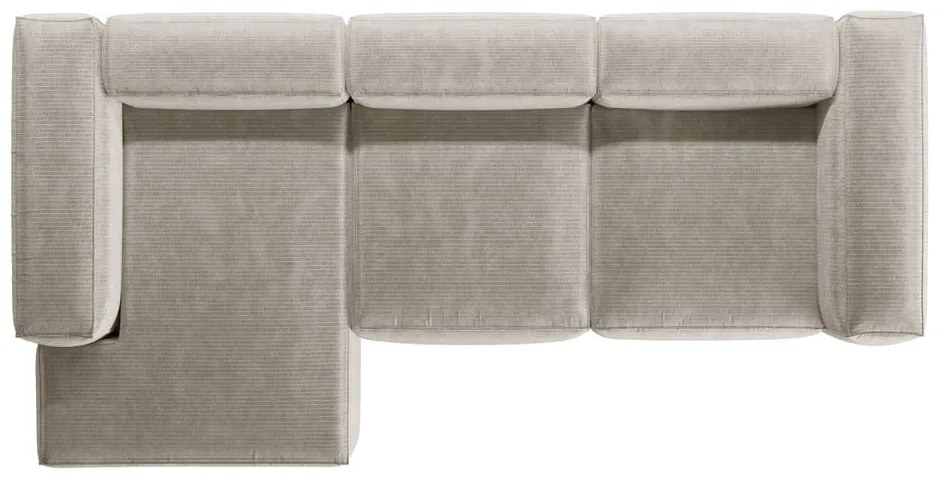 Beżowy sztruksowy narożnik (lewostronny/z szezlongiem) Bergamo – Cosmopolitan Design