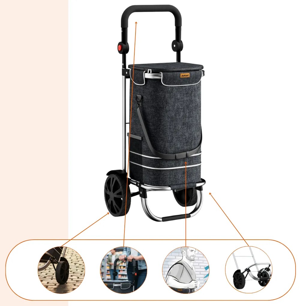 Jurhan Torba na zakupy na kółkach EASY, 50l, czarna