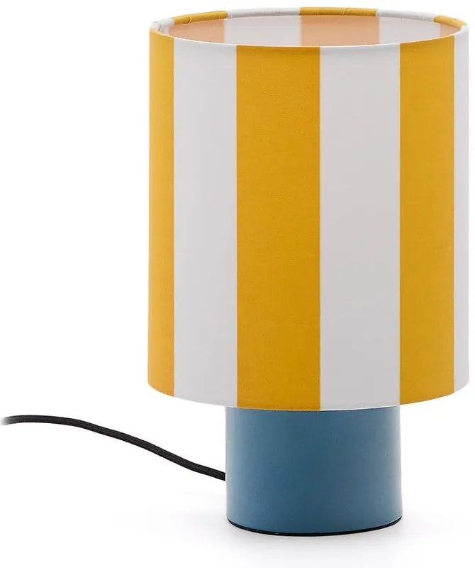 Żółto-niebieska lampa stołowa z tekstylnym kloszem (wysokość 25 cm) Ciral – Kave Home