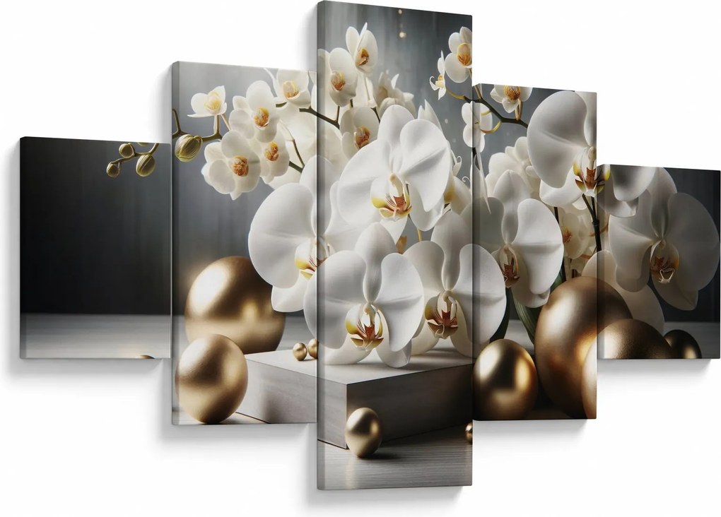 Obraz - Orchidea i złote kule (125x70 cm)