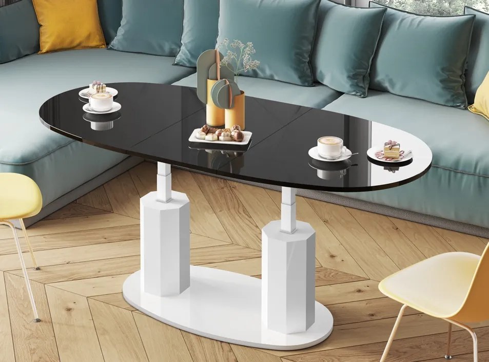 Rozkładany i podnoszony ławostół Barletta w wysokim połysku