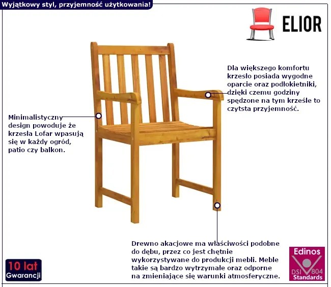 Krzesła ogrodowe z litego drewna akacjowego K2-L92