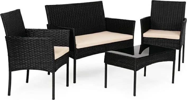 Zestaw mebli ogrodowych dla 4 osób Riviera 413, technorattan czarny