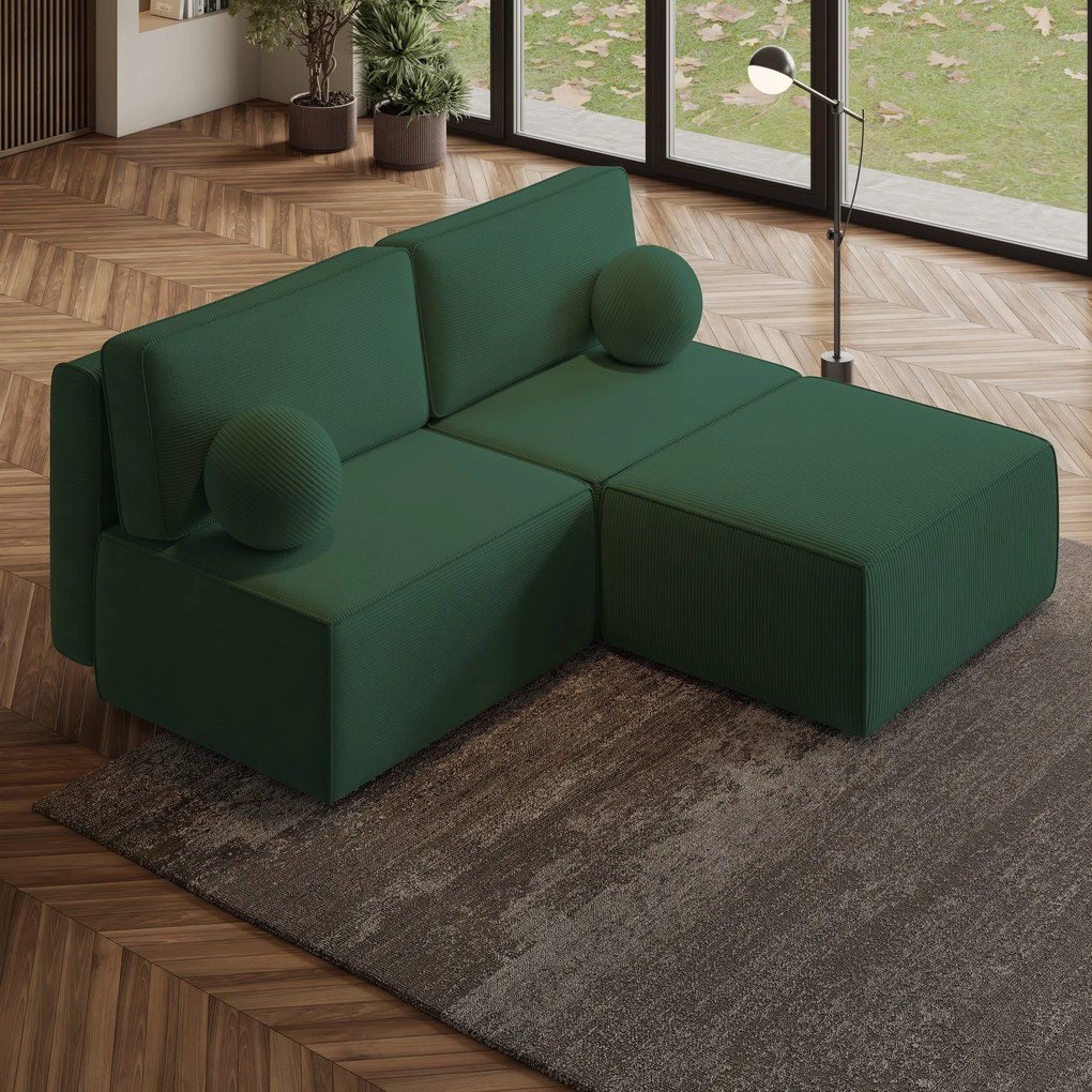 Masseno Narożnik VARNA z funkcją spania i pojemnikiem na pościel Narozniki L, Rozkładana sofa - Zielony, POSO 14