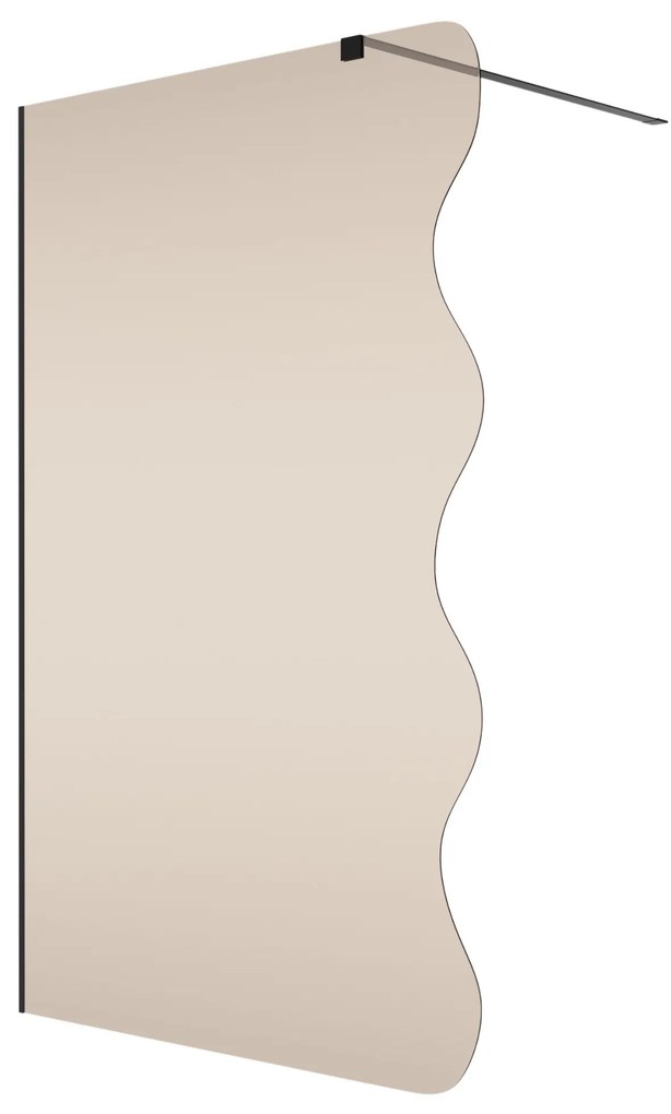 Ścianka prysznicowa Walk in fix szkło brązowe falowane 8mm MOLIS Wave Brown MASSI | Różne rozmiary : Kolor profili kabiny - złoty, Szerokość ścianki - 110 cm , Typ montażu - WALK in FIX (Do ściany)