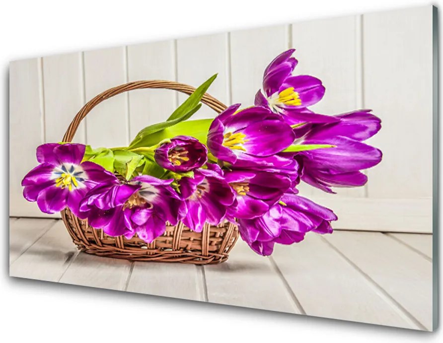 Panel Szklany Rustykalny Bukiet w Koszyku