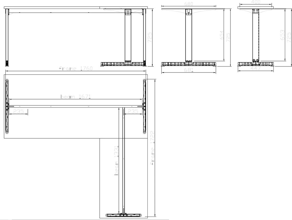 Narożne biurko PRIMO BETA L, 180x180 cm, L/P, szara podstawa, orzech