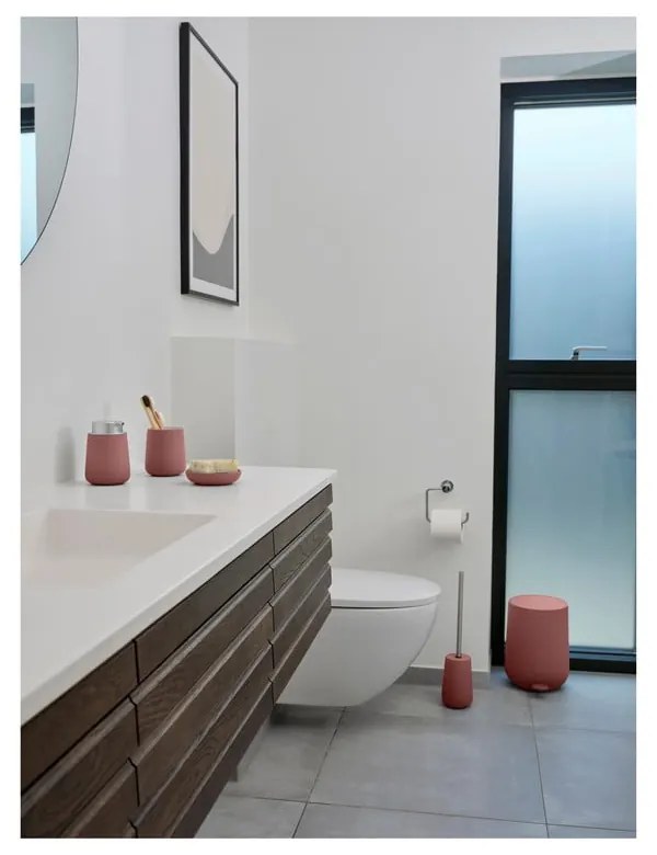 Jasnoczerwona porcelanowa szczotka do WC Nova – Zone