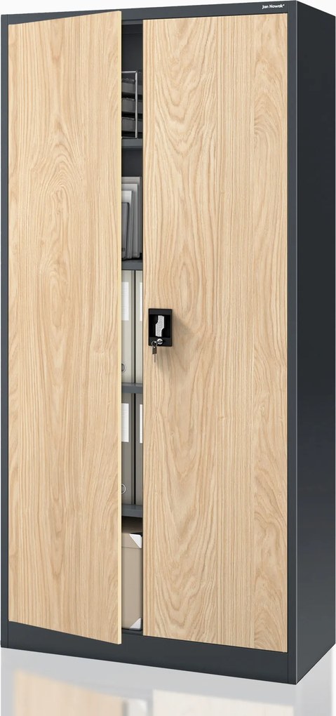 Szafa biurowa na dokumenty z 4 półkami antracytowa/dąb sonoma, 900x1850x400 mm: JAN Eco Design