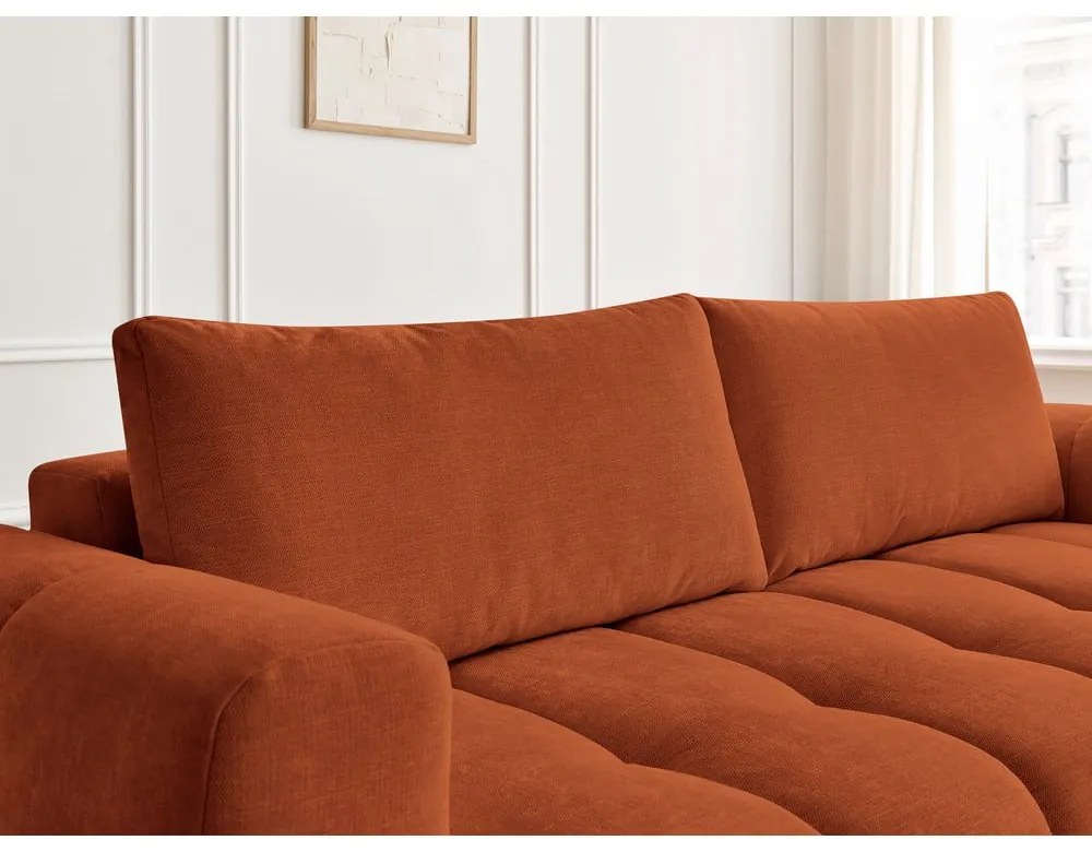 Ceglasta rozkładana/ze schowkiem sofa 251 cm Fuji – Bobochic Paris