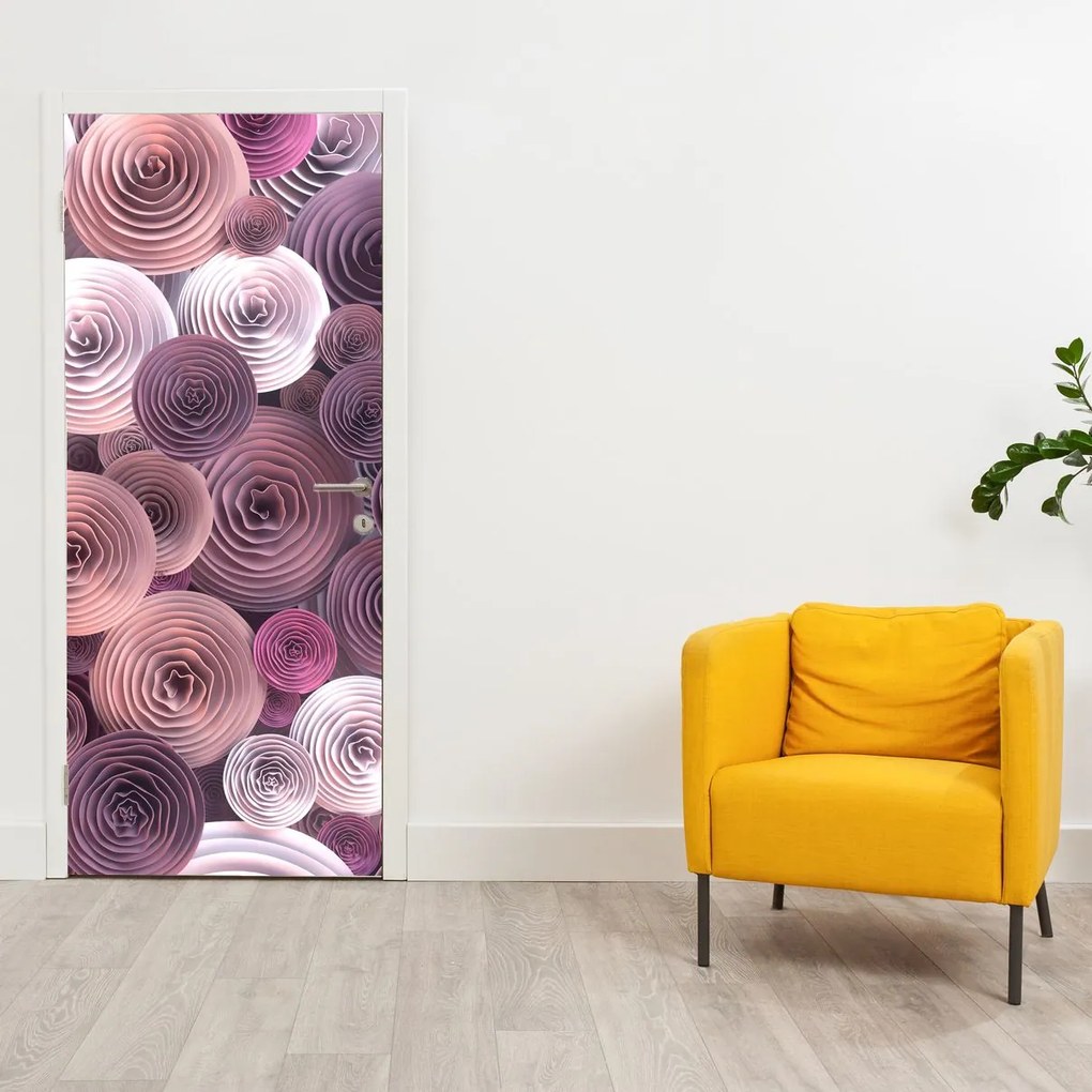 Fototapeta na drzwi - Abstrakcyjny motyw różanych kwiatów (95x205cm)