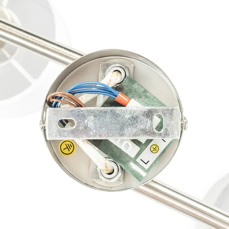 Stalowy plafon z reflektorami biały klosz 4-punktowy regulowany - Hetta