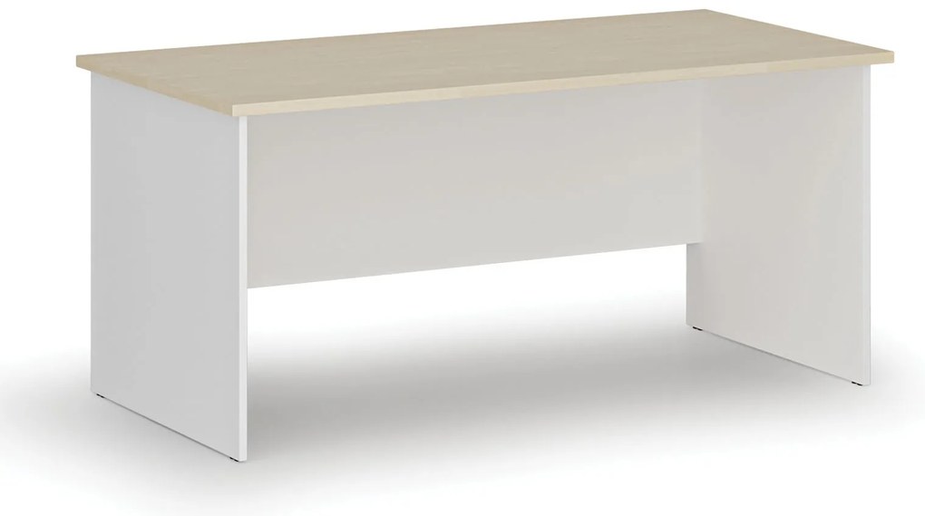 Biurko PRIMO WHITE, 160x80 cm, biały/brzoza