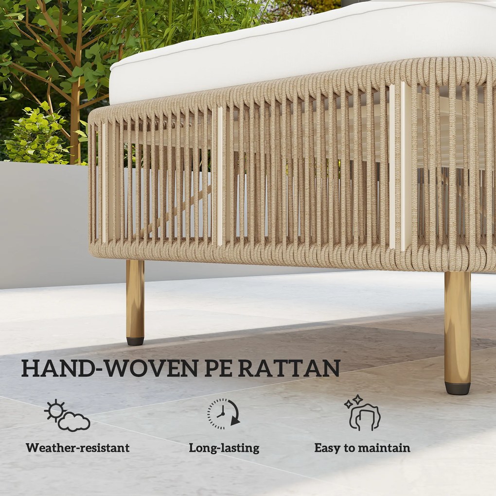 Outsunny Rattanowa Leżanka Ogrodowa, 5-stopniowa regulacja, poduszka w zestawie | Aosom PL