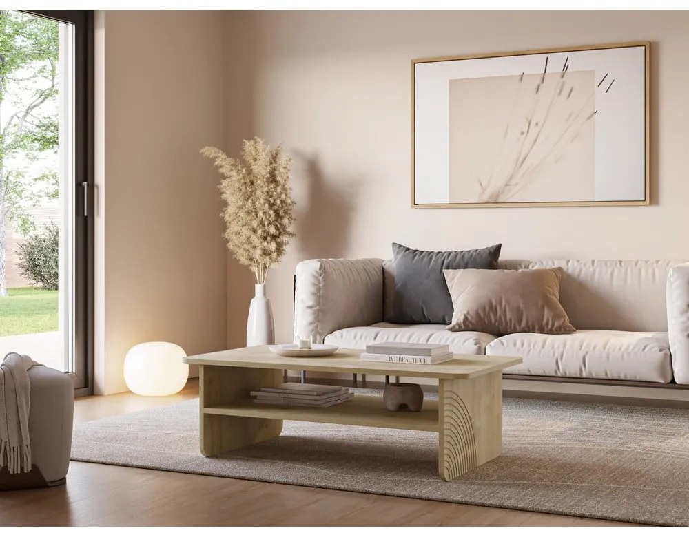 Stolik z blatem w dekorze dębu w naturalnym kolorze 60x110 cm Daira – Marckeric