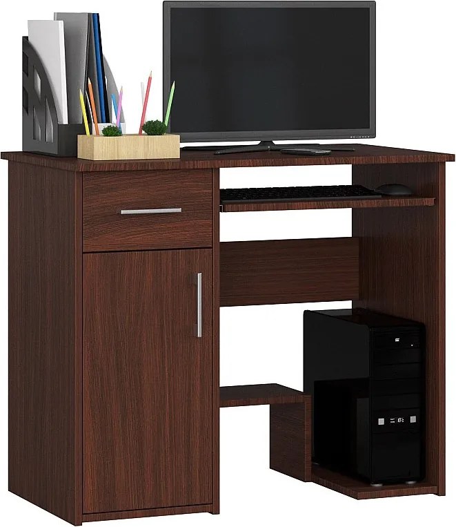 Biurko komputerowe AKORD JAY Wenge 90 cm 1 drzwi 1 szuflada kolor Wenge mat 3 półki 90x50x74 cm