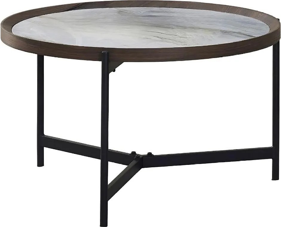 Stolik kawowy - ceramiczny - biały i niebieski - NOVAS