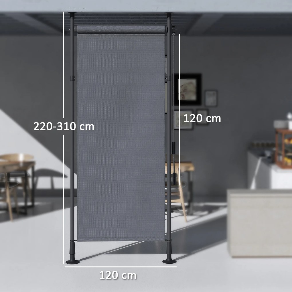 Outsunny Wolnostojąca Markiza, Długość Regulowana, Montaż bez Wiercenia, Rama z Aluminium, 1,2 x 2,2-3,1 m, Ciemnoszary