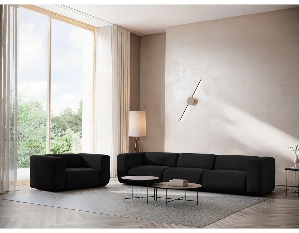 Czarna aksamitna sofa 228 cm Ekahi – Makamii