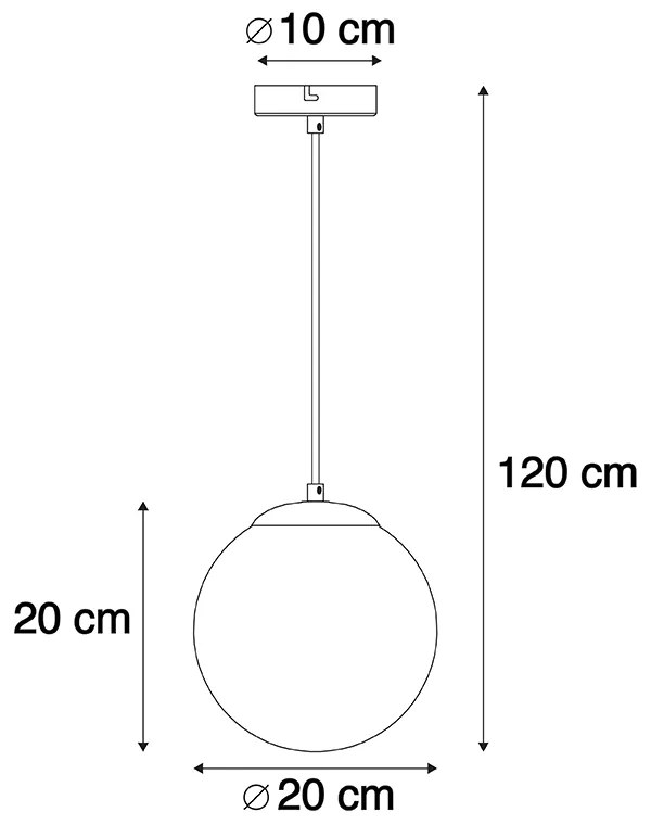 Lampa wisząca w stylu art deco mosiądz z oceanicznym niebieskim szkłem 20 cm - Pallon ArtDeco Oswietlenie wewnetrzne