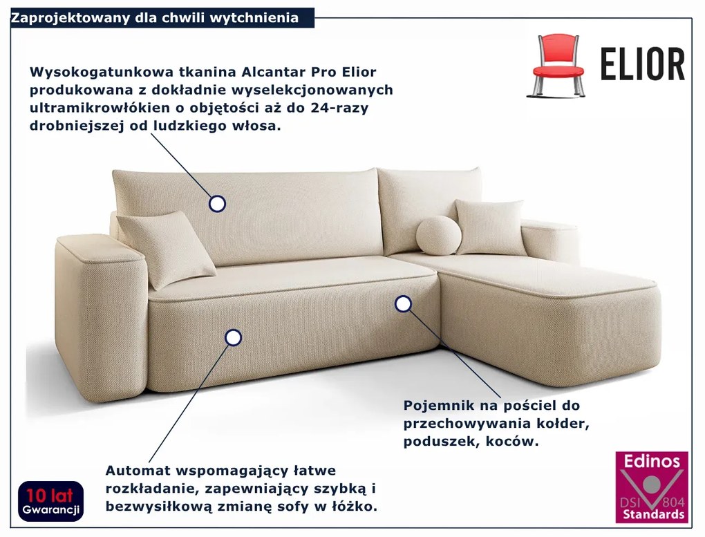 Beżowy narożnik tapicerowany z pojemnikiem F1-D36