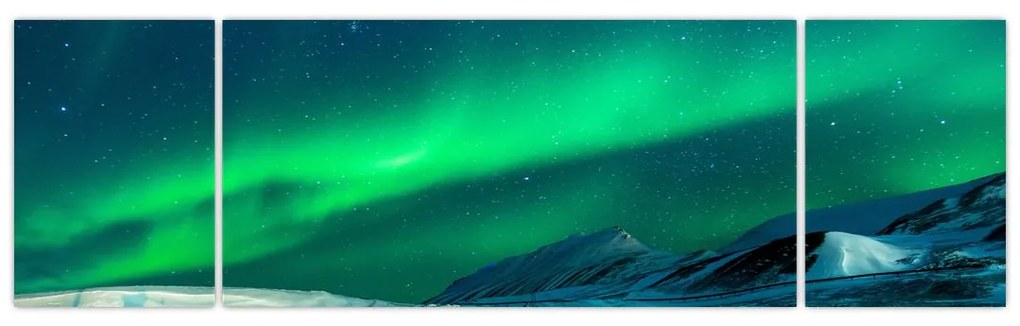 Obraz ludzi w pobliżu zorzy polarnej (170x50 cm)