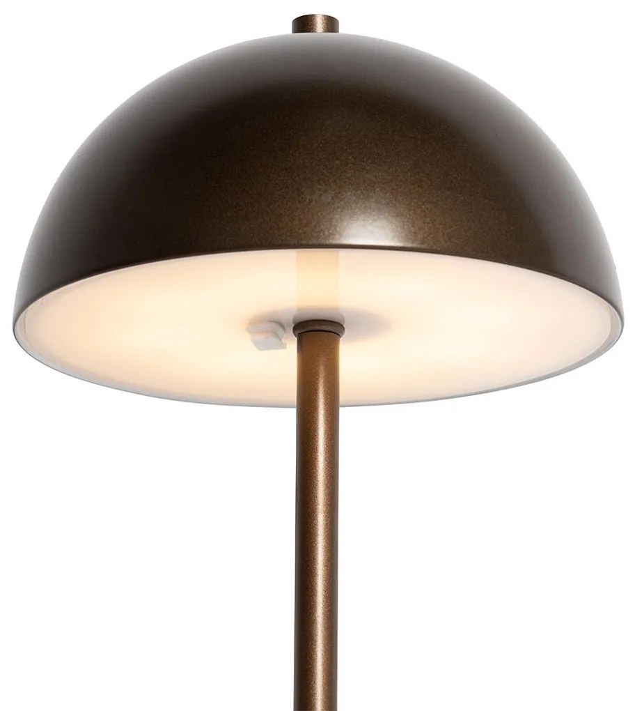Zewnetrzna Lampa stołowa zewnętrzna ciemnobrązowa ładowana akumulatorowo z 3-stopniowym ściemniaczem - Keira Nowoczesny Oswietlenie zewnetrzne