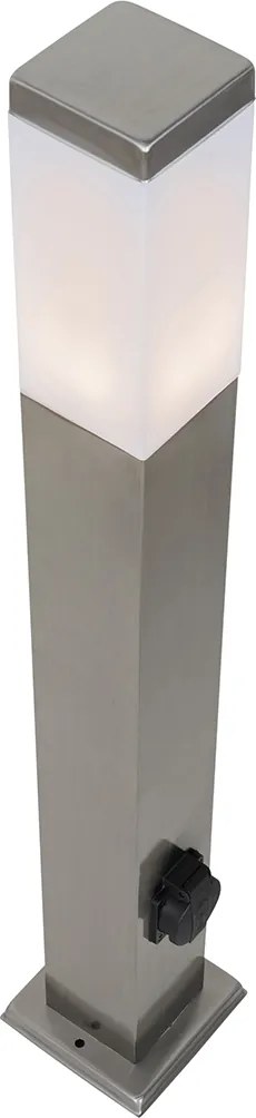 Lampa zewnętrzna stalowa 80 cm z gniazdkiem IP44 - Malios