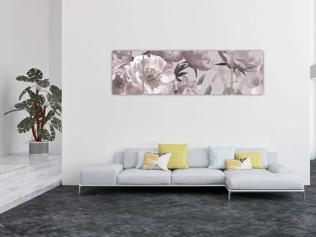 Obraz - Vintage kwiaty piwonii (170x50 cm)