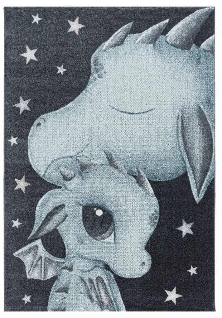 Dywan dziecięcy Smoczki niebiesko-szary 160 cm x 230 cm