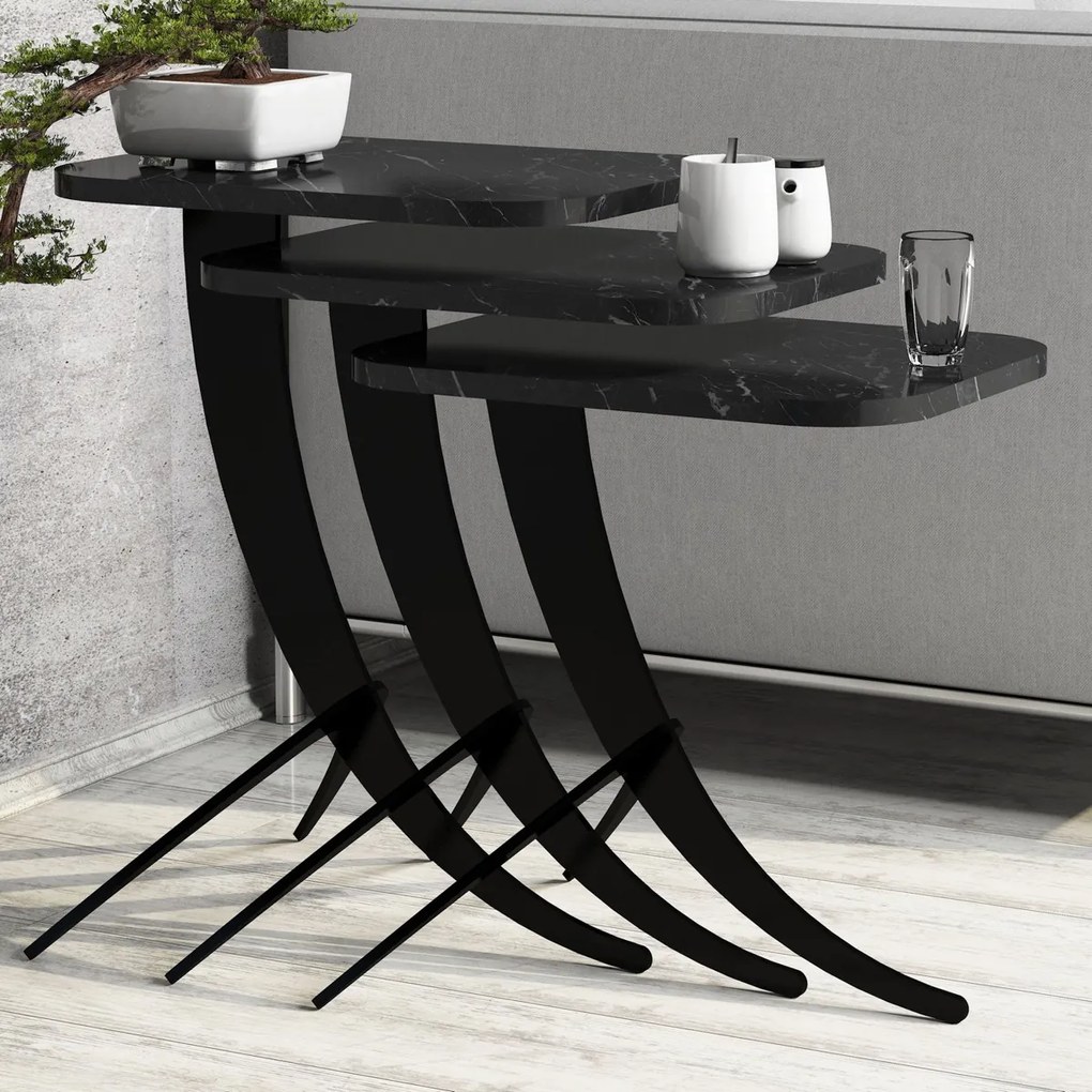 Stół składany Pion Black Marble, 3 szt.