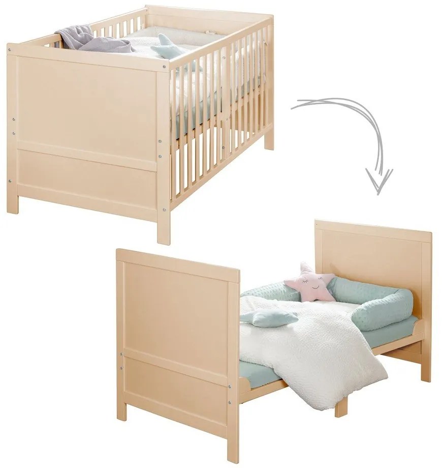 Łóżeczko z regulowaną wysokością w naturalnym kolorze 70x140 cm Easy Sleep – Roba