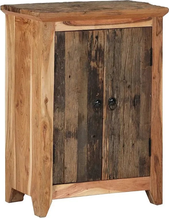 Rustykalny bufet z litego drewna akacjowego i drewna z odzysku 55x33x75 cm, naturalne wykończenie