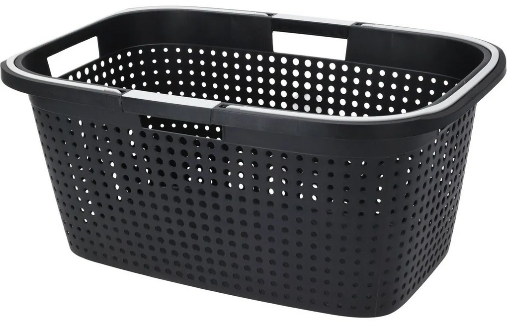 Kosz na pranie z recyklingu z uchwytami 38 l, 60 x40 x 26 cm, antracytowy