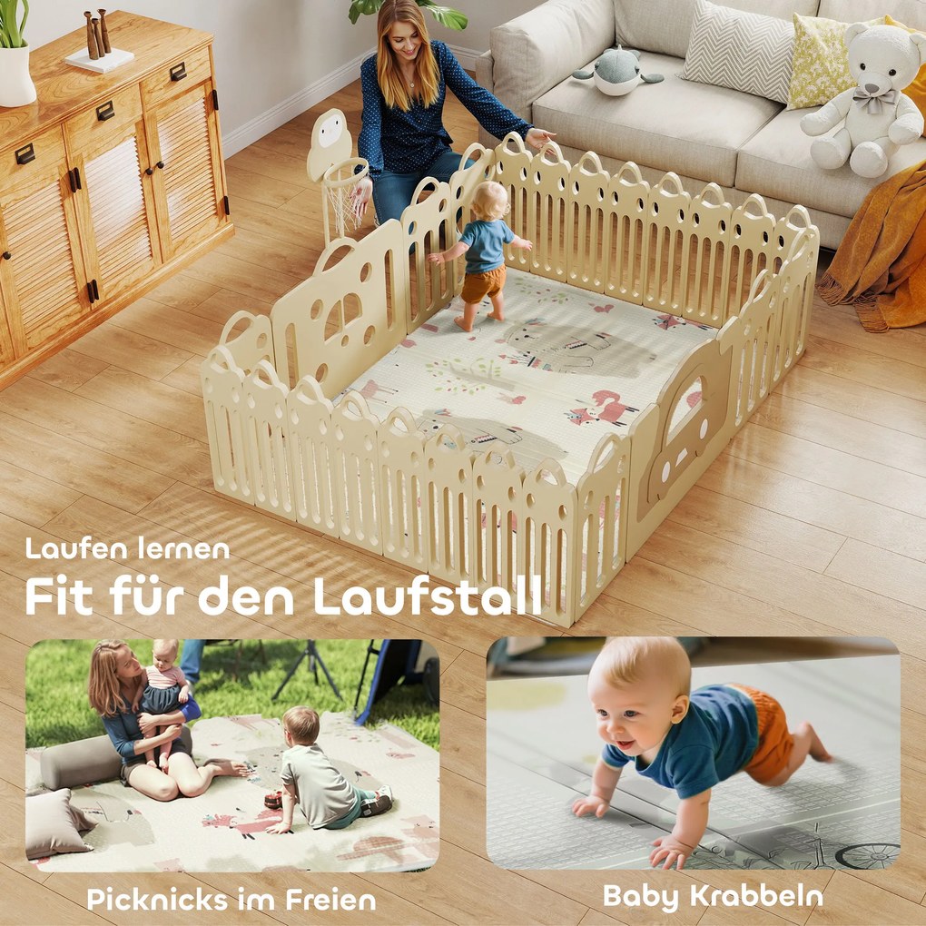 AIYAPLAY Mata dla niemowląt, motyw zwierząt, pianka, 1,5 cm gruba wyściółka, antypoślizgowa