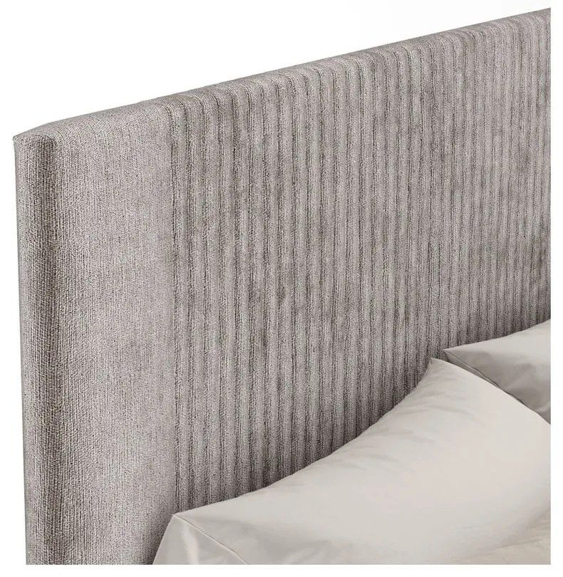 Beżowe tapicerowane łóżko dwuosobowe ze schowkiem ze stelażem 160x200 cm Etero – Maison de Rêve