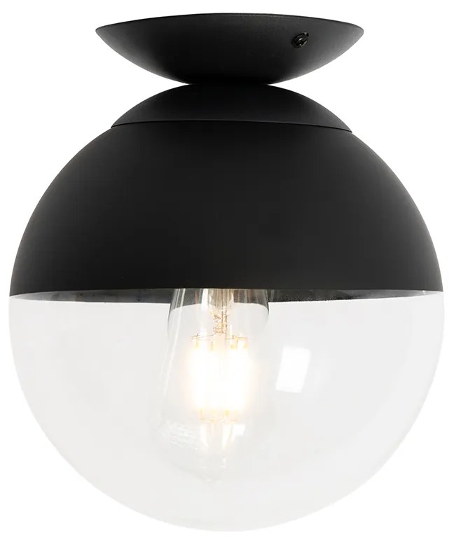 Retro lampa sufitowa czarna z przezroczystym szkłem - Eclipse Retro Oswietlenie wewnetrzne