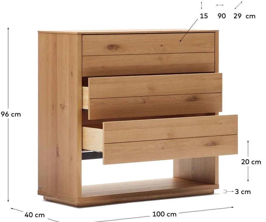 Wysoka komoda w dekorze dębu 100x97 cm Alguema – Kave Home